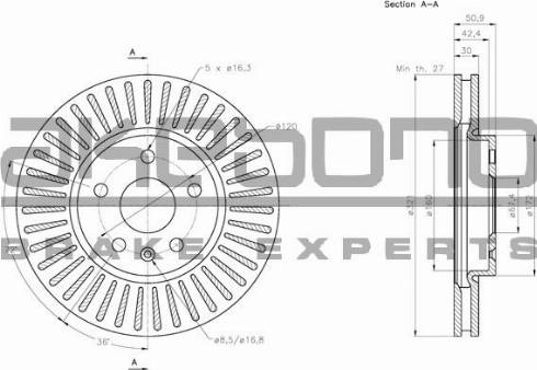 Akebono BN-0236 - Тормозной диск autospares.lv