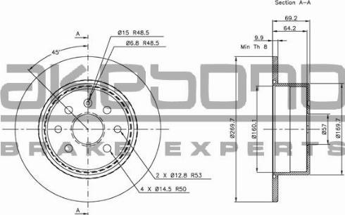 Akebono BN-0230 - Тормозной диск autospares.lv