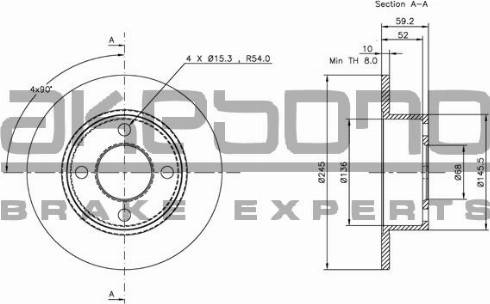 Akebono BN-0229 - Тормозной диск autospares.lv