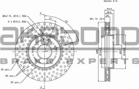 Akebono BN-0224 - Тормозной диск autospares.lv