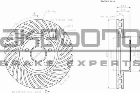 Akebono BN-0223 - Тормозной диск autospares.lv