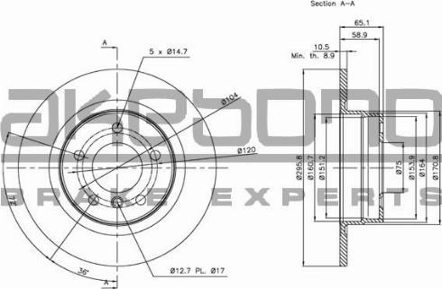 Akebono BN-0279 - Тормозной диск autospares.lv