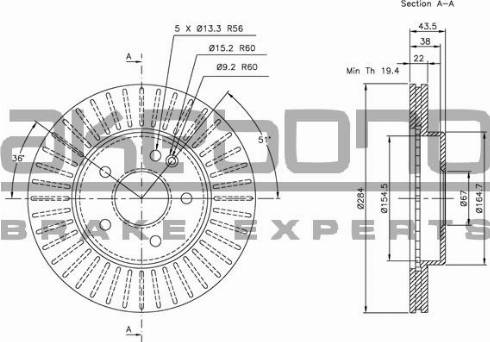 Akebono BN-0275E - Тормозной диск autospares.lv