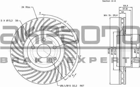 Akebono BN-0276 - Тормозной диск autospares.lv