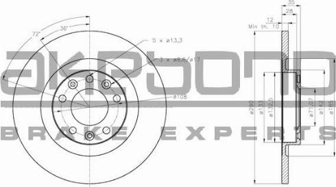 Akebono BN-0744 - Тормозной диск autospares.lv