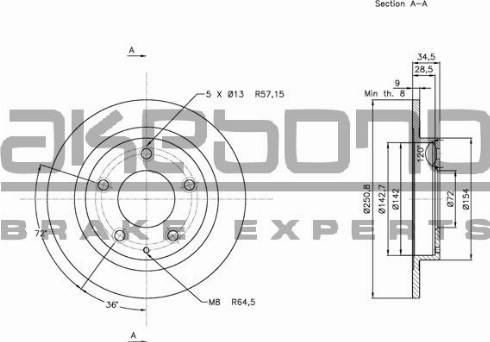 Akebono BN-0745 - Тормозной диск autospares.lv