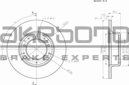 Akebono BN-0741E - Тормозной диск autospares.lv