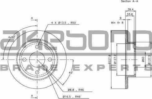 Akebono BN-0758 - Тормозной диск autospares.lv