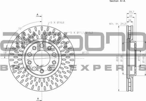 Akebono BN-0757 - Тормозной диск autospares.lv