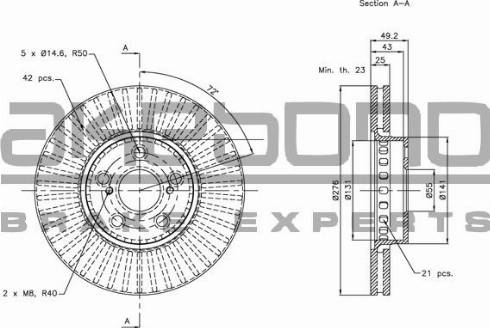 Akebono BN-0705 - Тормозной диск autospares.lv