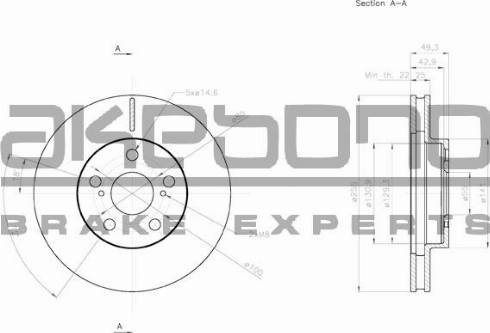 Akebono BN-0716E - Тормозной диск autospares.lv