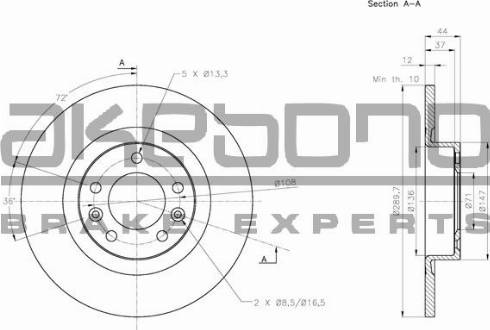 Akebono BN-0710 - Тормозной диск autospares.lv