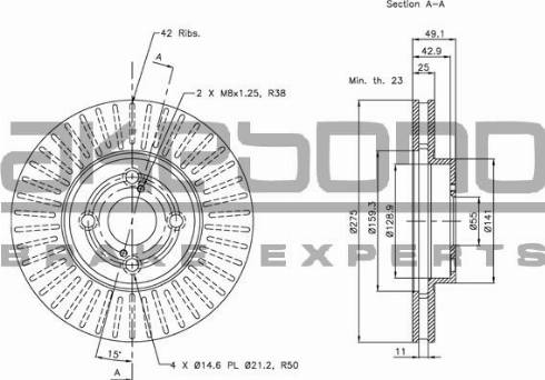 Akebono BN-0717 - Тормозной диск autospares.lv