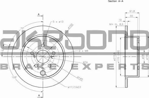 Akebono BN-0730 - Тормозной диск autospares.lv