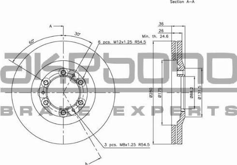 Akebono BN-0724 - Тормозной диск autospares.lv