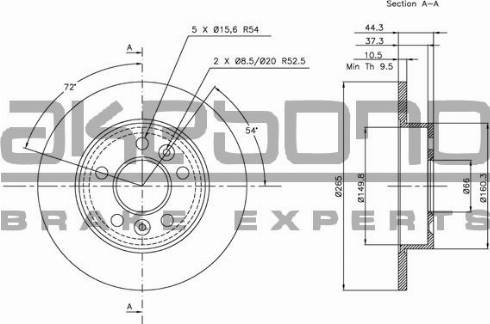 Akebono BN-0721 - Тормозной диск autospares.lv