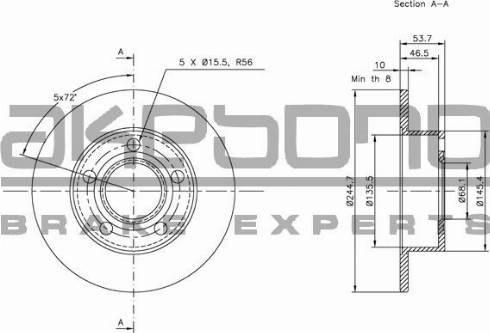 Akebono BN-0774 - Тормозной диск autospares.lv