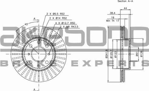 Akebono BN-1044E - Тормозной диск autospares.lv