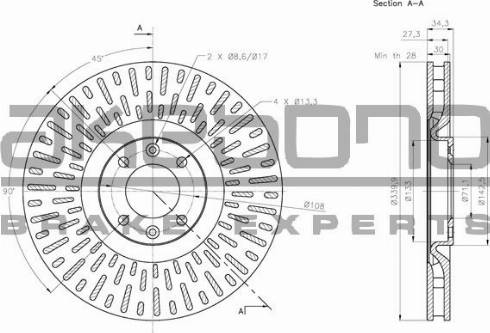 Akebono BN-1040 - Тормозной диск autospares.lv