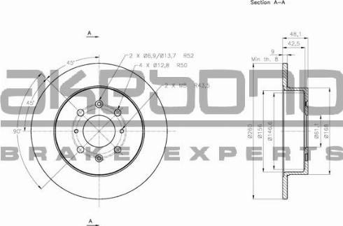 Akebono BN-1056E - Тормозной диск autospares.lv