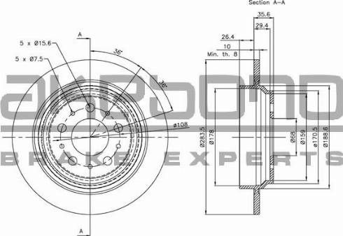 Akebono BN-1053 - Тормозной диск autospares.lv