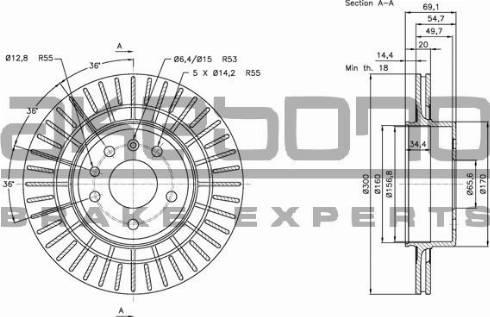 Akebono BN-1052 - Тормозной диск autospares.lv