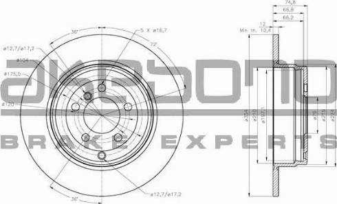 Akebono BN-1065 - Тормозной диск autospares.lv