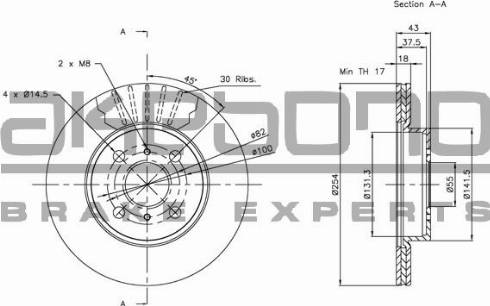 Akebono BN-1061 - Тормозной диск autospares.lv