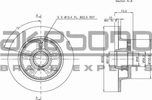 Akebono BN-1013 - Тормозной диск autospares.lv