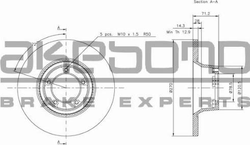 Akebono BN-1089E - Тормозной диск autospares.lv