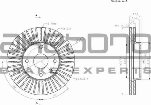 Akebono BN-1088E - Тормозной диск autospares.lv