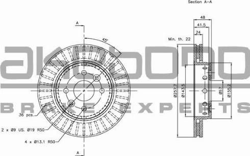 Akebono BN-1082E - Тормозной диск autospares.lv