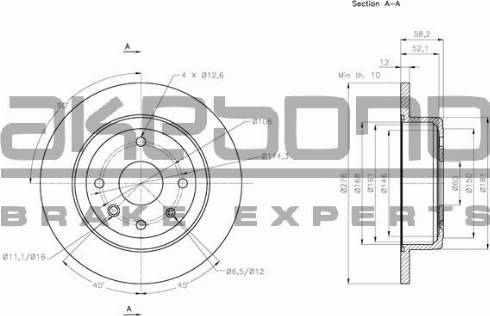 Akebono BN-1087E - Тормозной диск autospares.lv