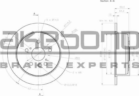 Akebono BN-1030 - Тормозной диск autospares.lv