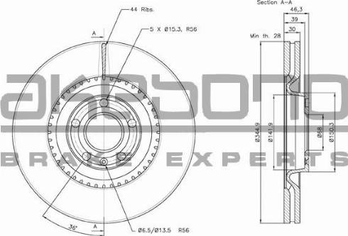 Akebono BN-1033 - Тормозной диск autospares.lv