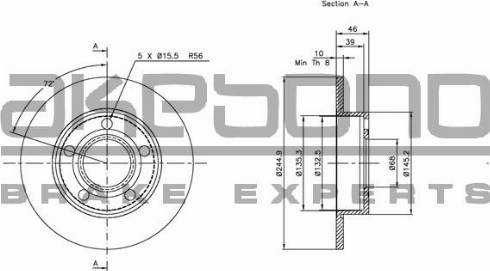 Akebono BN-1032E - Тормозной диск autospares.lv