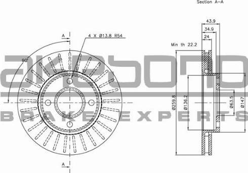 Akebono BN-1025 - Тормозной диск autospares.lv