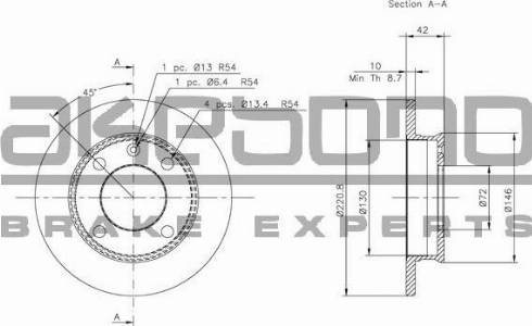 Akebono BN-1072 - Тормозной диск autospares.lv