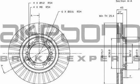 Akebono BN-1199 - Тормозной диск autospares.lv