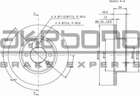 Akebono BN-1195E - Тормозной диск autospares.lv