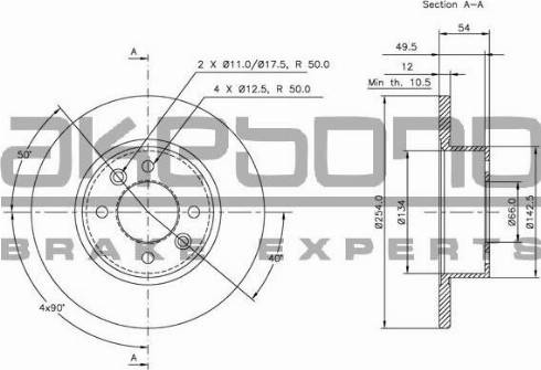 Akebono BN-1195 - Тормозной диск autospares.lv