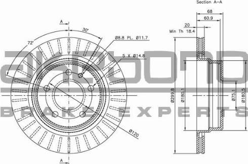 Akebono BN-1198 - Тормозной диск autospares.lv