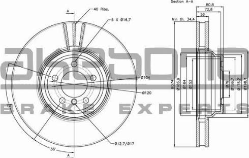 Akebono BN-1193E - Тормозной диск autospares.lv