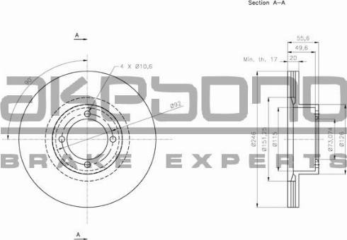 Akebono BN-1140E - Тормозной диск autospares.lv