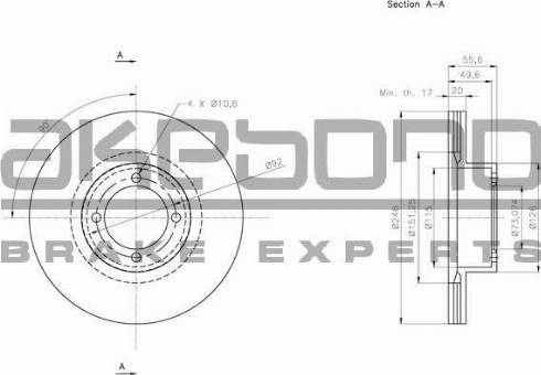 Akebono BN-1140 - Тормозной диск autospares.lv