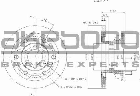 Akebono BN-1158E - Тормозной диск autospares.lv