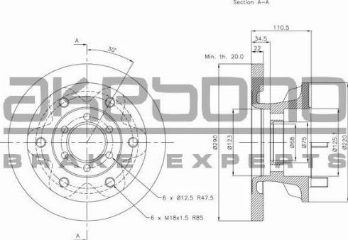 Akebono BN-1158 - Тормозной диск autospares.lv