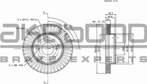 Akebono BN-1166 - Тормозной диск autospares.lv