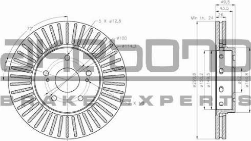 Akebono BN-1167 - Тормозной диск autospares.lv