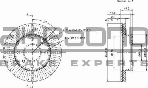 Akebono BN-1106 - Тормозной диск autospares.lv